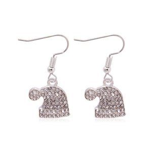 Silver Rhinestone Santa Dangle Earrings